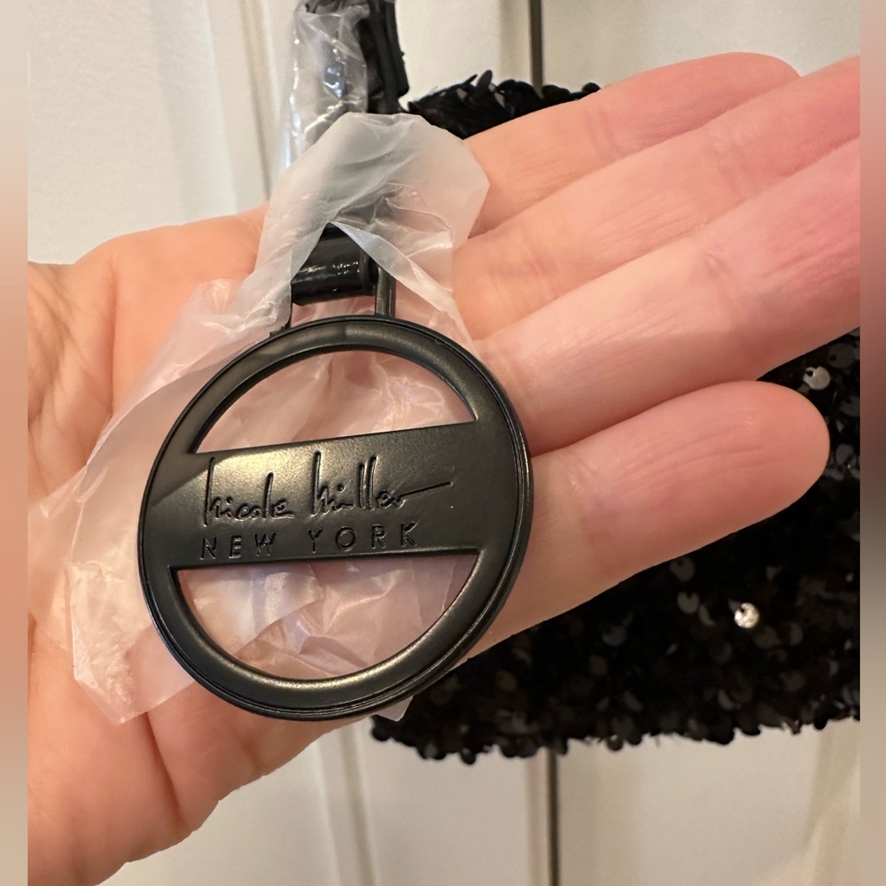 Nicole Miller Sequined Shoulder Bag - NWT - Adjustable Strap - Black - Clutch - Picture 3 of 13